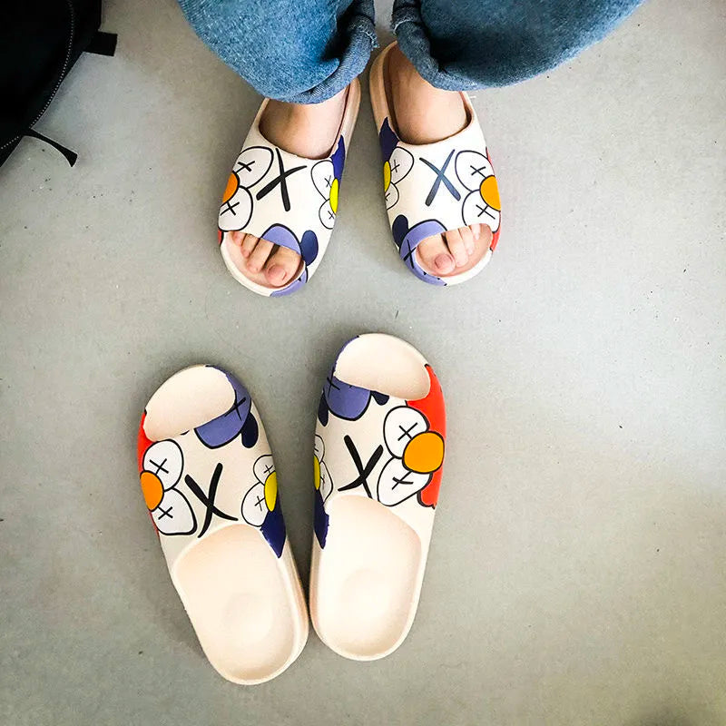 WEH 2022 Luxury brand Slides Men Shoes Slippers Indoor House slippers Graffiti Casual Beach Slipper EVA Quality Cartoon Shoes