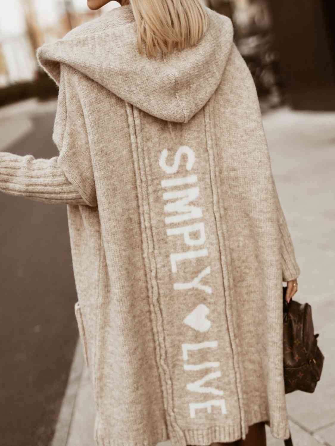 Full Size SIMPLY LIVE Hooded Cardigan